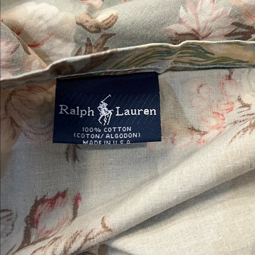 Ralph Lauren Floral Sheet Set in Light Blue with Pink and Cream Accents